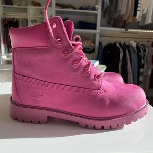 Hot pink timberland boots